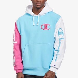 Champion Colorblock Hot Pink|Turquoise|Blue|White Hoodie